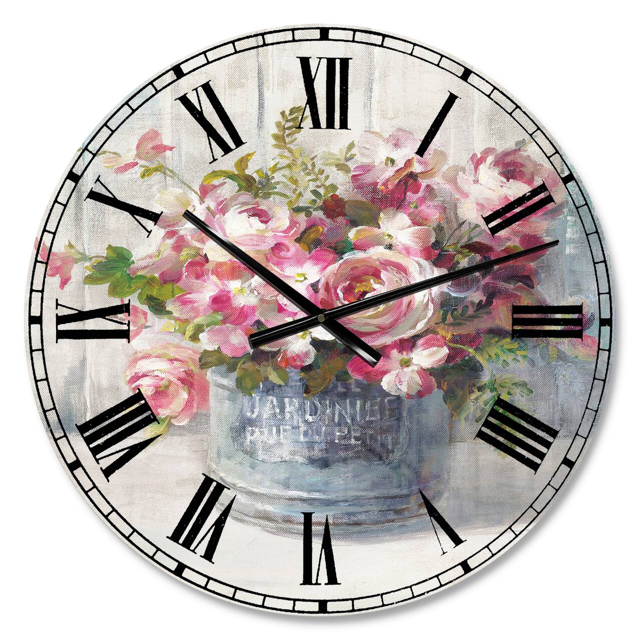 Designart Maison Des Fleurs III Farmhouse Wall Clock